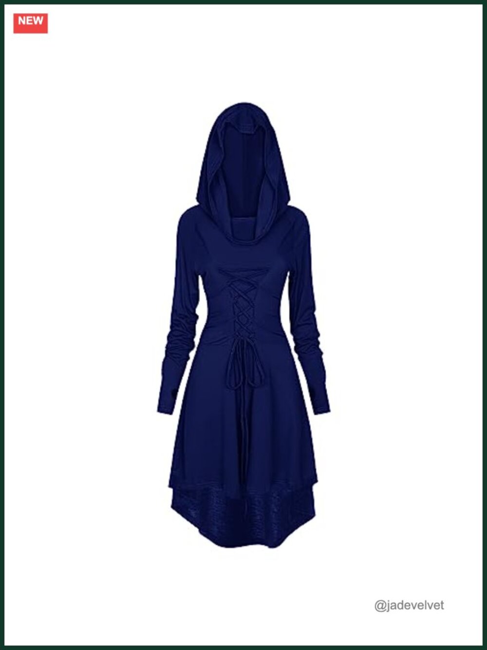 Women's Renaissance Hooded Lace Up High Low Costume Dress Polyester Spandex